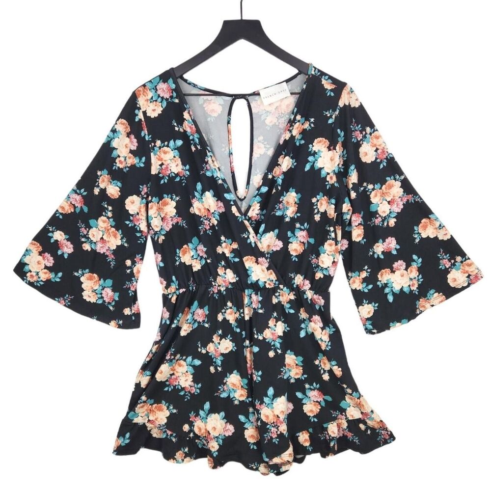 Juniors Romper Size Large‎ Floral Fairy Boho Cottagecore Romantic Flared Sleeves